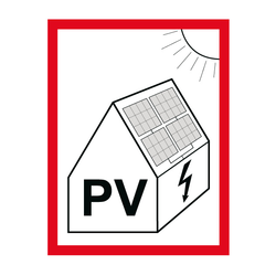 Hinweisschild ber das Vorhandensein einer Photovoltaikanlage